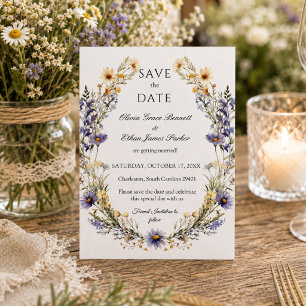 Elegant Watercolor Wildflower Garden Wedding Save The Date