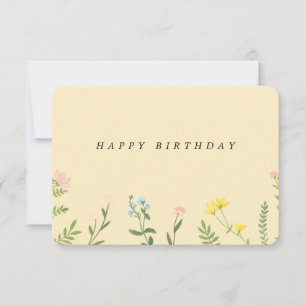 Elegant Watercolor Wildflower Happy Birthday Card