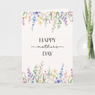 Elegant Watercolor Wildflower Happy Mother's Day Card
