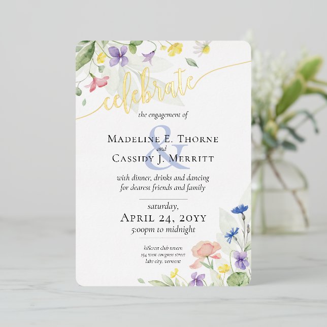 Elegant Watercolor Wildflower Marriage Engagement (Standing Front)