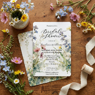 Elegant Watercolor Wildflower Meadow Bridal Shower Invitation