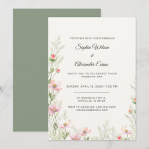 Elegant Watercolor Wildflower Meadow Wedding