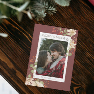 Elegant Watercolor Wildflower Merry Christmas  Holiday Card