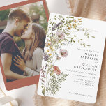 Elegant Watercolor Wildflower Photo Wedding Invitation<br><div class="desc">Create a modern photo wildflower wedding invitation card with this cute template featuring beautiful rustic floral bouquet with modern simple typography. 

TIP: Matching wedding suite cards like RSVP,   wedding programs,  banners,  tapestry,  gift tags,  signs,  and other wedding keepsakes and goodies are available in the collection below featuring this design.</div>
