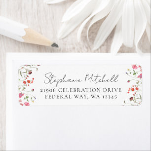 Elegant Watercolor Wildflower Return Address