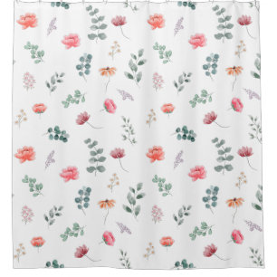 Elegant watercolor wildflower shower curtain