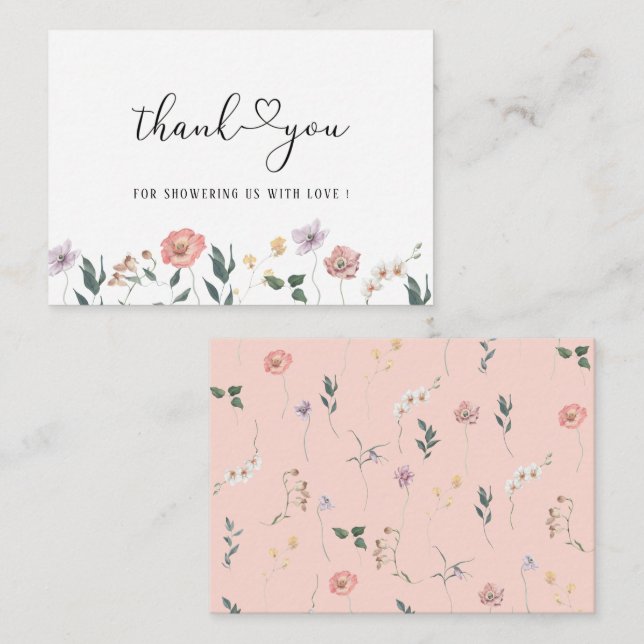  Elegant Watercolor  Wildflower Spring Boho Rustic Card (Front/Back)