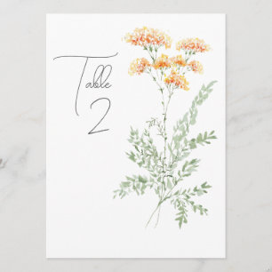 Elegant Watercolor Wildflower Table Number