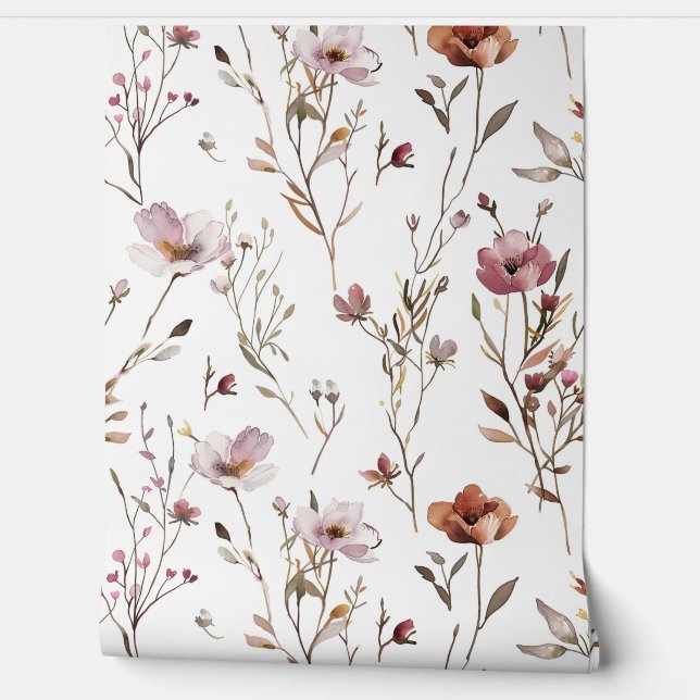 Elegant Watercolor wildflower  Wallpaper (Unrolling)