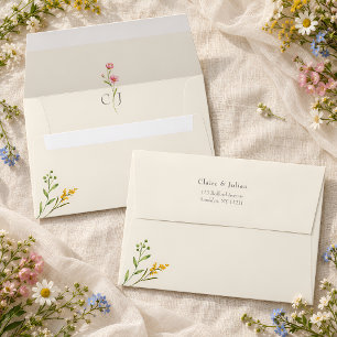 Elegant Watercolor Wildflower Wedding Envelope