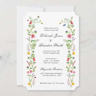 Elegant watercolor wildflower Wedding Invitation