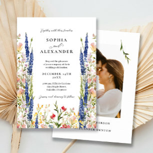 Elegant Watercolor Wildflower Wedding Invitation