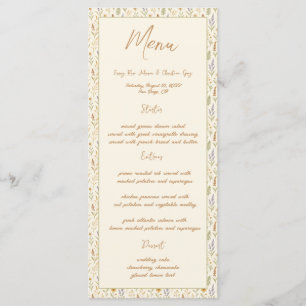 Elegant Watercolor Wildflower Wedding Menu