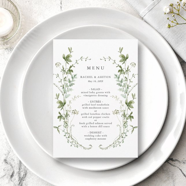 Elegant Watercolor Wildflower Wedding Menu (Creator Uploaded)