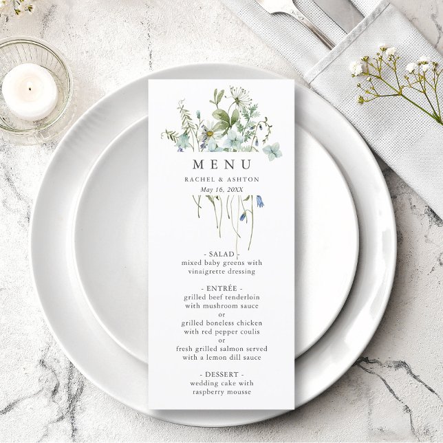 Elegant Watercolor Wildflower Wedding Menu (Creator Uploaded)