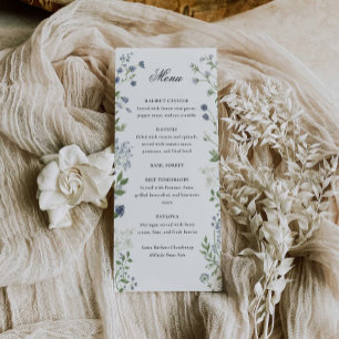 Elegant Watercolor Wildflower Wedding Menu Card