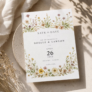 Elegant Watercolor Wildflower Wedding Save The Date