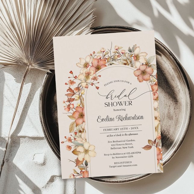 Elegant watercolor wildflowers boho arch invitation (Elegant watercolor wildflowers boho arch invitation)