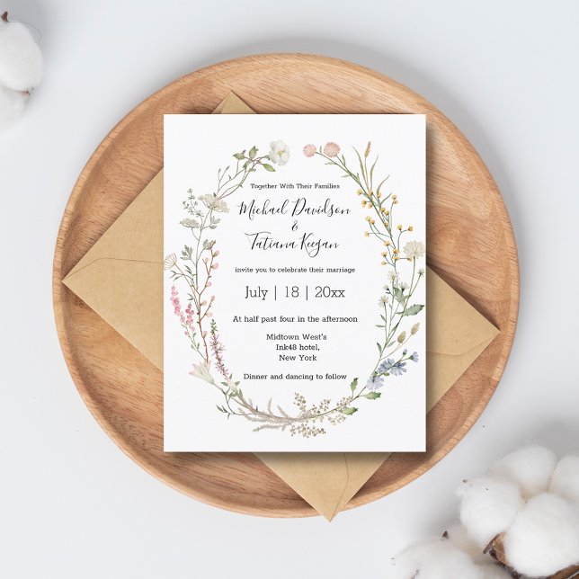 elegant watercolor wildflowers botanical wedding invitation (Creator Uploaded)