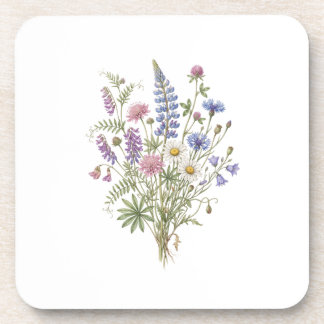 Elegant Watercolor Wildflowers Bouquet Art Coaster