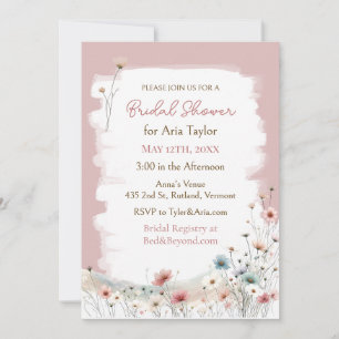 Elegant Watercolor Wildflowers Bridal Shower Invitation