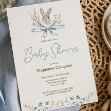 Elegant Watercolor Wildflowers Bunny Baby Shower