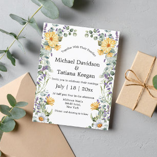 elegant watercolor wildflowers greenery wedding invitation