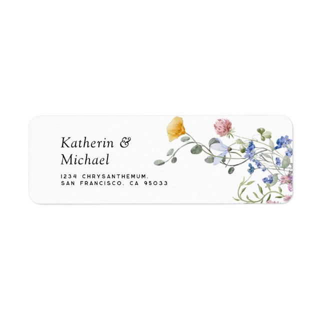 Elegant Watercolor wildflowers meadow Wedding (Front)