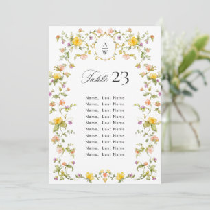 Elegant Watercolor Wildflowers Seating Chart Card
