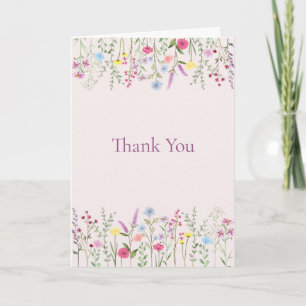 Elegant Watercolor Wildflowers Thank You Card