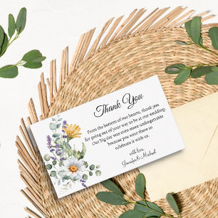 elegant watercolor wildflowers thank you wedding  card