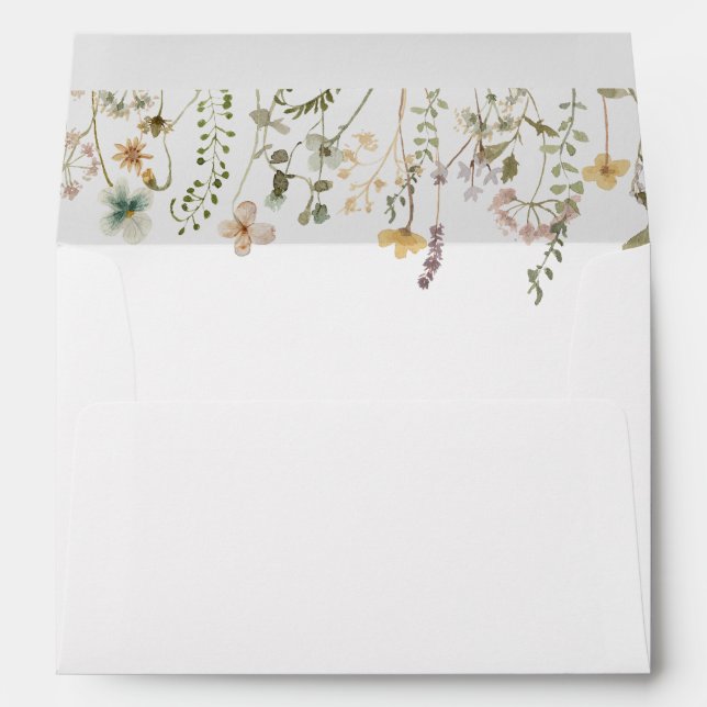 elegant watercolor wildflowers wedding envelope (Back (Bottom))