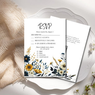 Elegant Watercolor Wildflowers Wedding RSVP Card