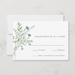 Elegant Watercolor Wildflowers Wedding RSVP Card