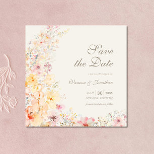 Elegant Watercolor Wildflowers Wedding Save The Date