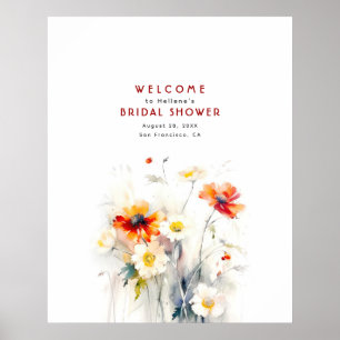 Elegant Watercolor Wildflowers Welcome Sign