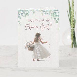 Elegant Watercolor Will You Be My Flower Girl Card