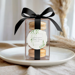 Elegant Watercolor Willow Greenery Bridal Shower Classic Round Sticker