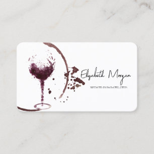 Elegant Watercolor Wine Stain Wine Glass Business Card