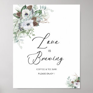 Elegant Watercolor Winter Anemones flowers bridal  Poster