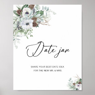 Elegant Watercolor Winter Anemones flowers bridal  Poster