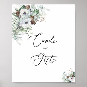 Elegant Watercolor Winter Anemones flowers bridal  Poster