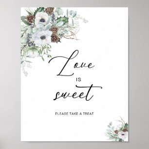 Elegant Watercolor Winter Anemones flowers bridal  Poster