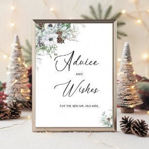 Elegant Watercolor Winter Anemones flowers bridal  Poster