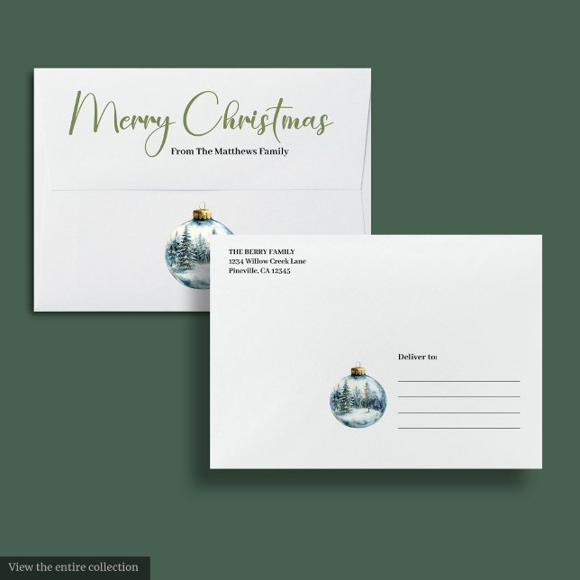 Elegant Watercolor Winter Christmas Scene Envelope (Elegant Watercolor Winter Christmas Scene Envelope)