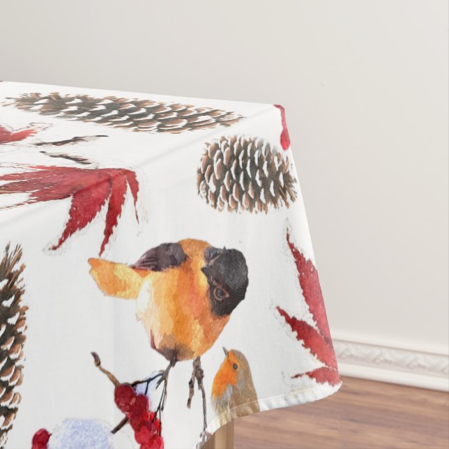 Elegant Watercolor Winter Pattern Tablecloth (In Situ)