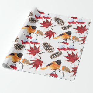 Elegant Watercolor Winter Pattern Wrapping Paper