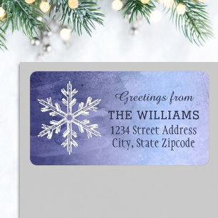 Elegant Watercolor Winter Snowflake Address Label
