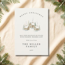 Elegant Watercolor Winter Village Christmas