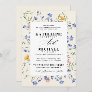 Elegant Watercolor Wldflowers Meadow Details RSVP Invitation